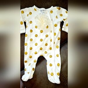 Baby Girl Nicole Miller New York Cozy Baby Sleeper 9 Months Gold Dots Prissy